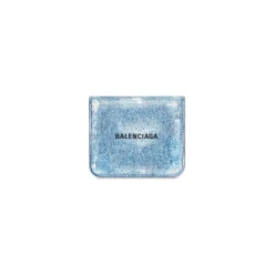 Women's Cash Flap Coin And Card Holder Denim Print in Blue