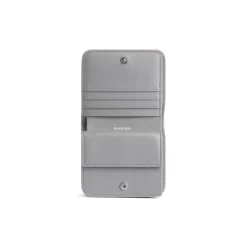 Women's Cash Flap Coin And Card Holder in Grey/black