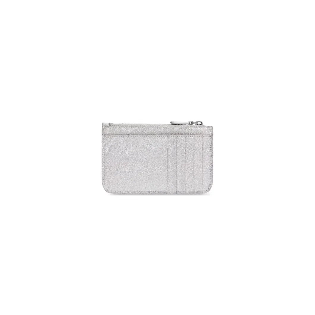 Women's Cash Large Long Coin And Card Holder Sparkling Fabric in Silver