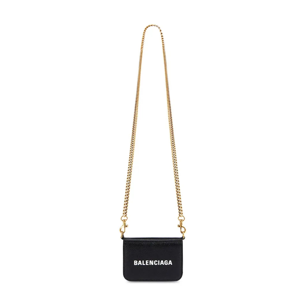 Women's Cash Mini Wallet On Chain in Black/white