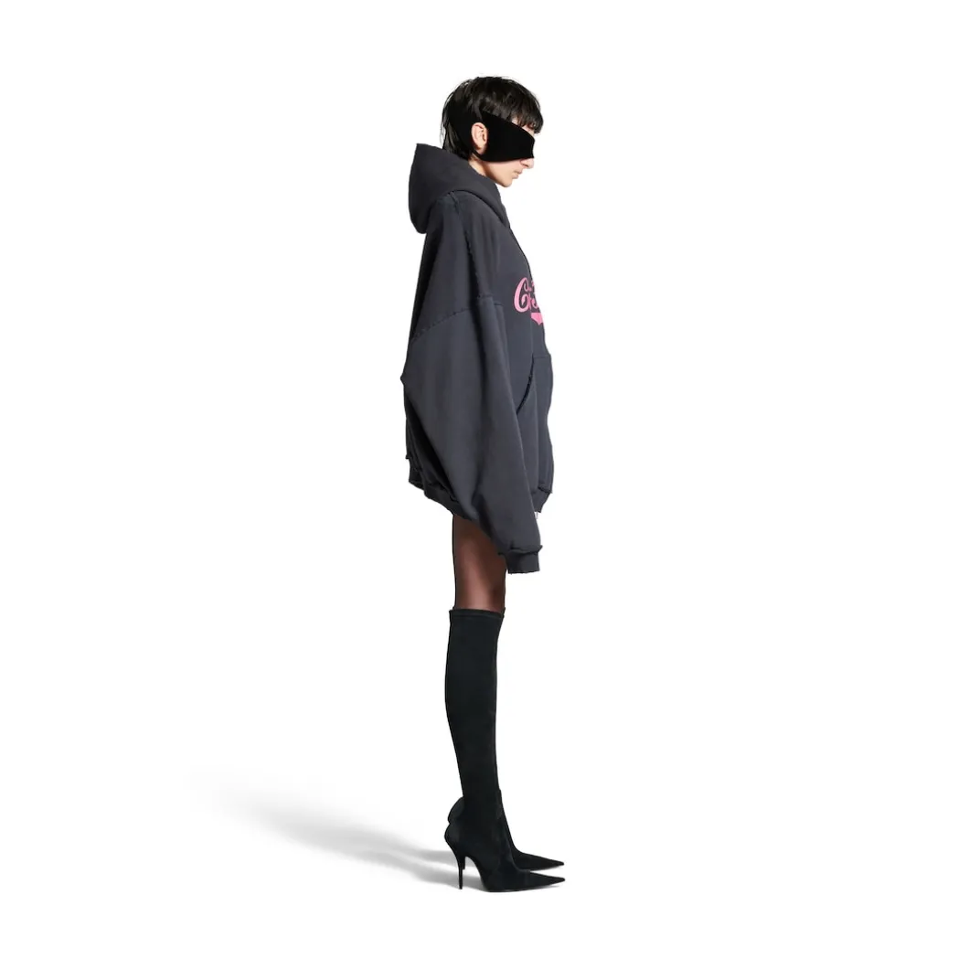 Women's Ciao Bello Pulled Hoodie Large Fit in Black