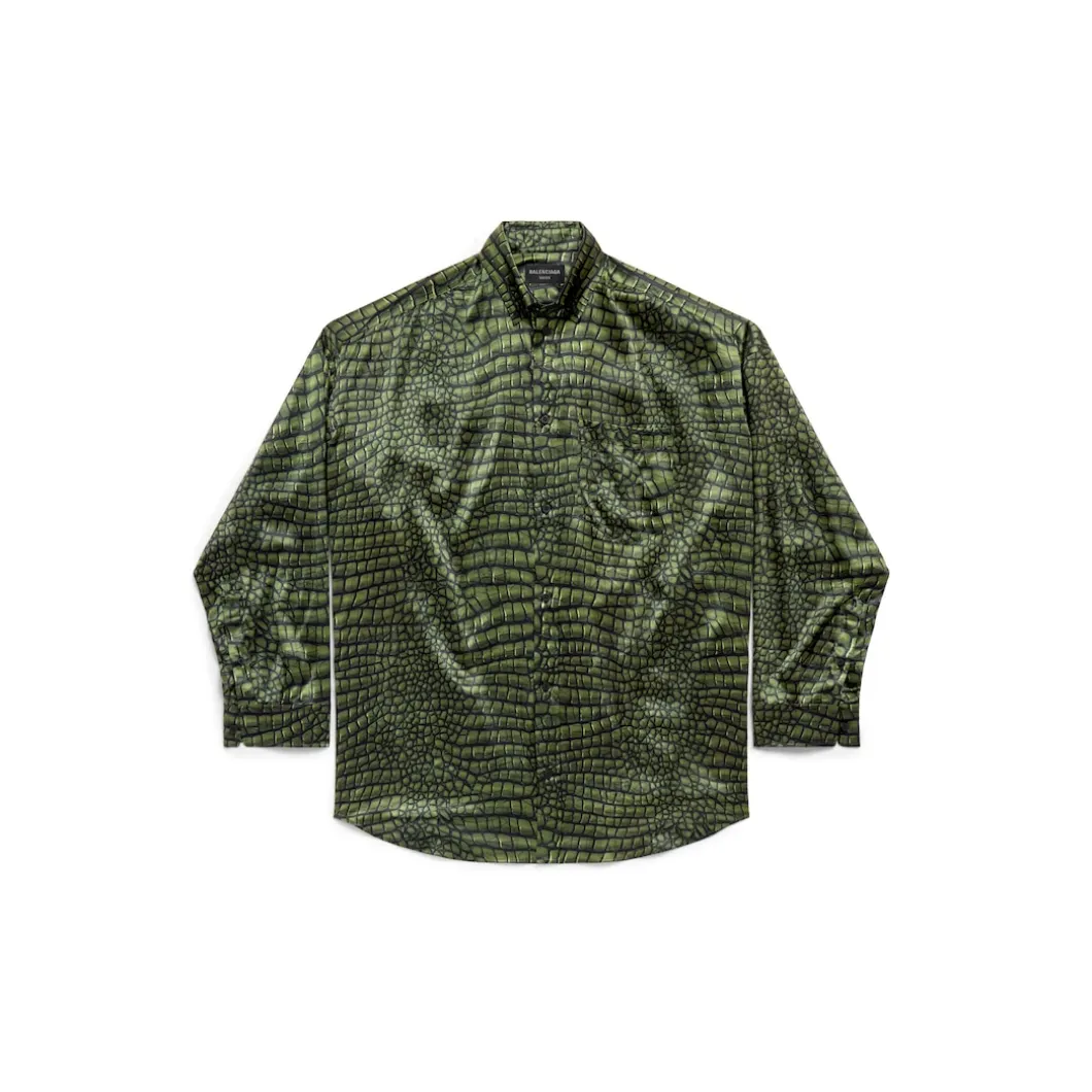 Women's Cocoon Shirt In Green Ai Croc Silk Satin in Green