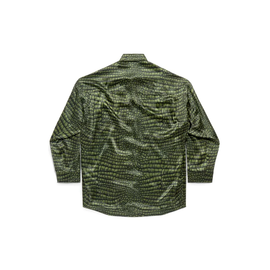 Women's Cocoon Shirt In Green Ai Croc Silk Satin in Green