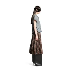 Women's Creased Pleated Skirt in Brown