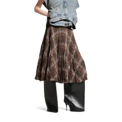 Women's Creased Pleated Skirt in Brown