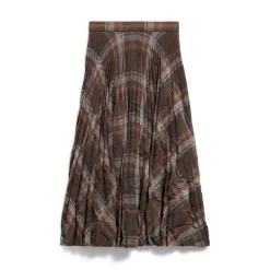 Women's Creased Pleated Skirt in Brown