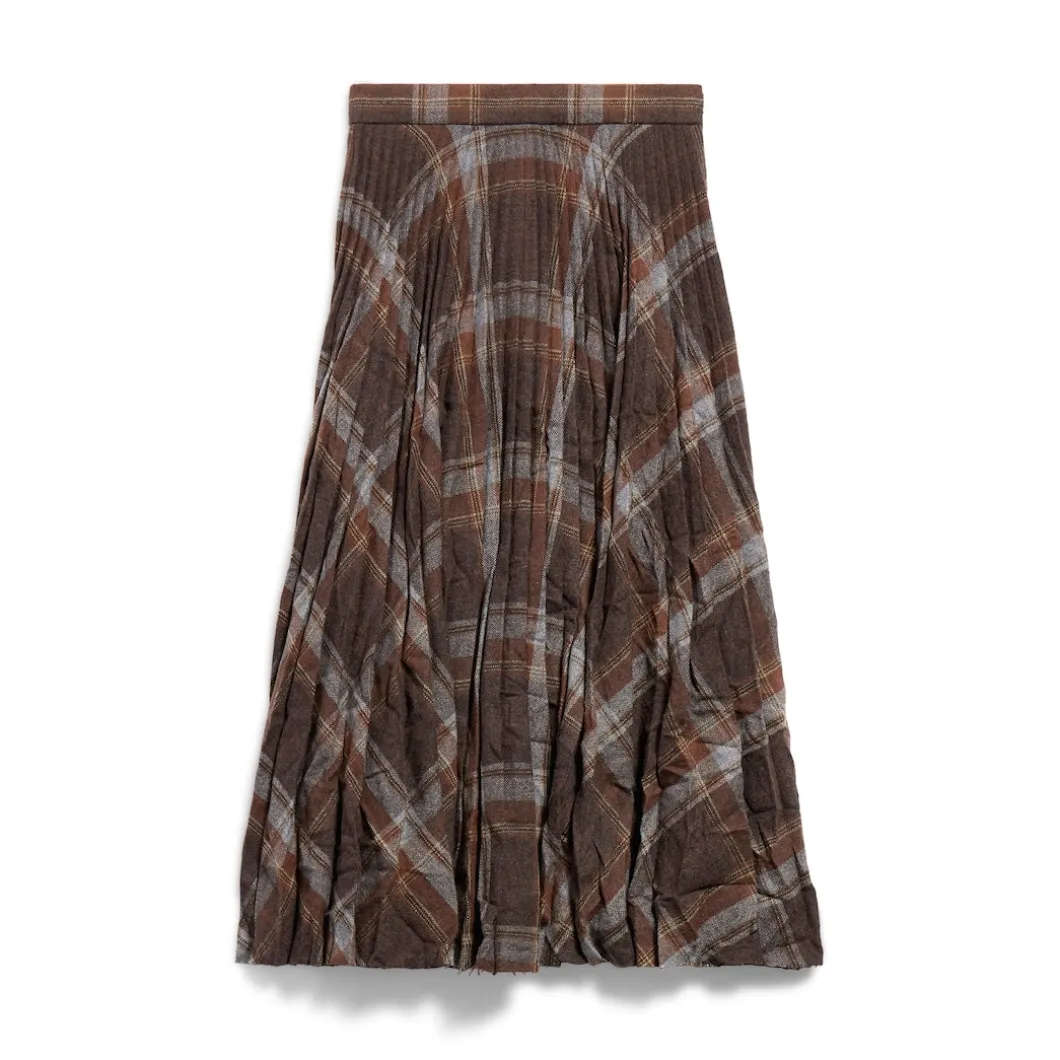 Women's Creased Pleated Skirt in Brown