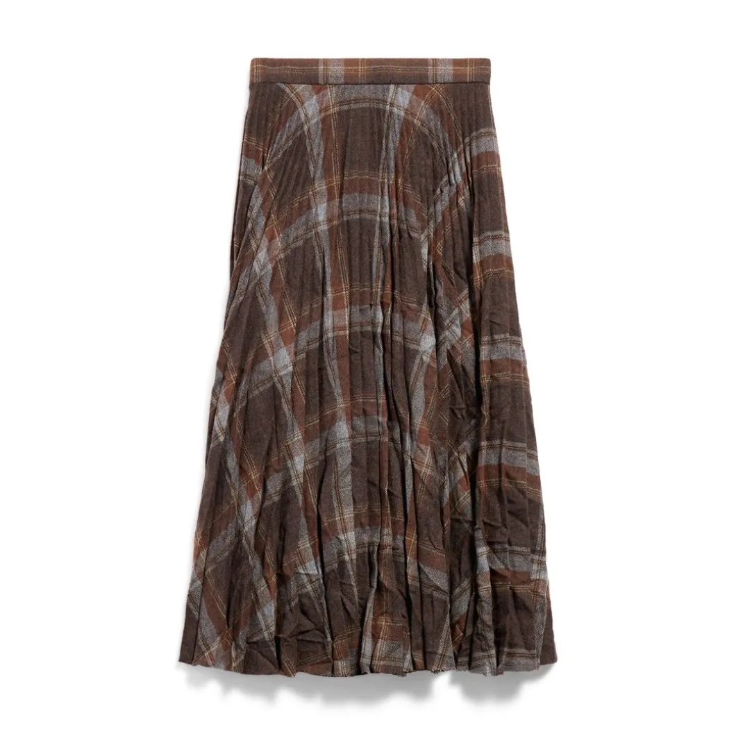Women's Creased Pleated Skirt in Brown
