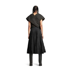 Women's Creased Pleated Skirt in Black