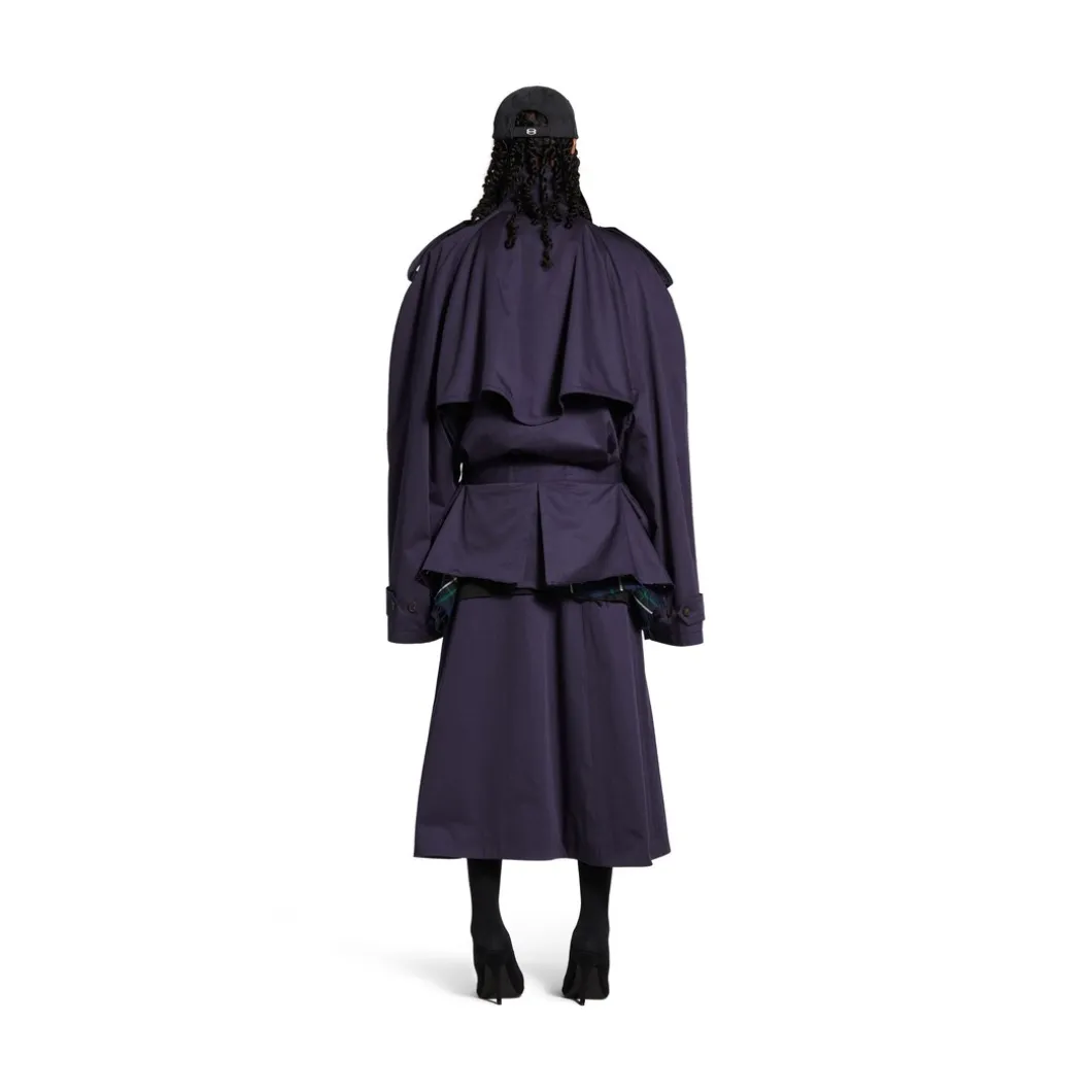 Women's Cropped Trench in Dark Navy