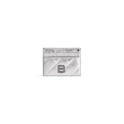 Women's Crush Card Holder Metallized Quilted in Silver