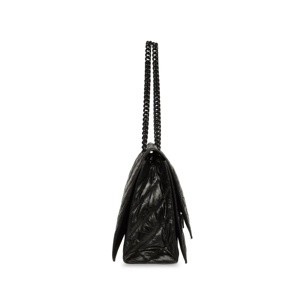 Women's Crush Large Chain Bag Quilted in Black