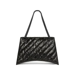 Women's Crush Large Chain Bag Quilted in Black