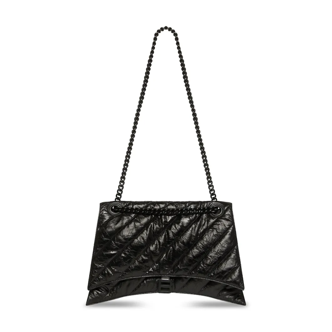 Women's Crush Large Chain Bag Quilted in Black
