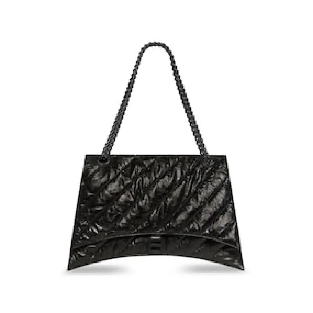 Women's Crush Large Chain Bag Quilted in Black