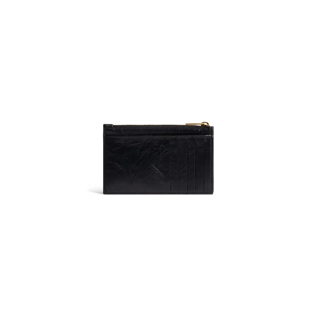 Women's Crush Long Coin And Card Holder Quilted in Black