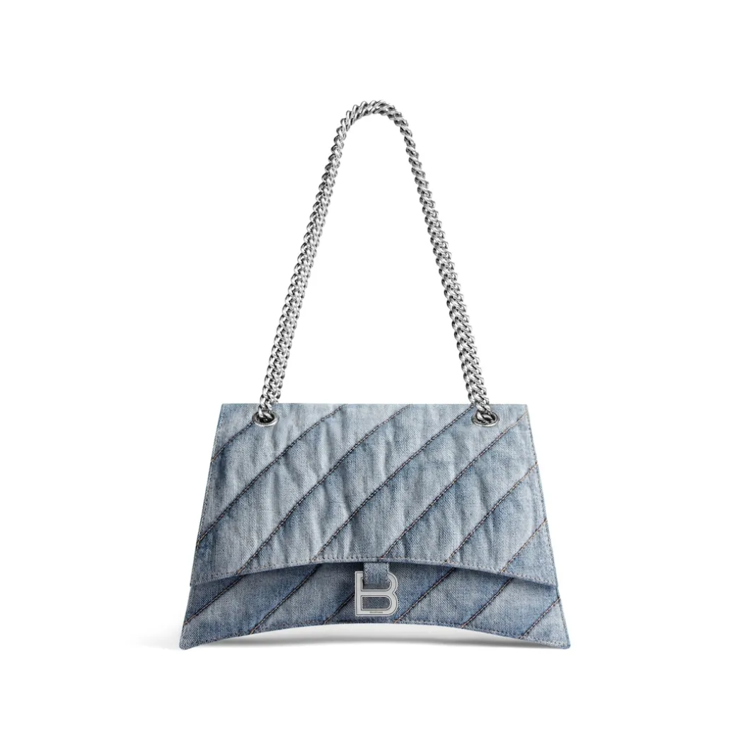 Women's Crush Medium Chain Bag Quilted Denim in Blue