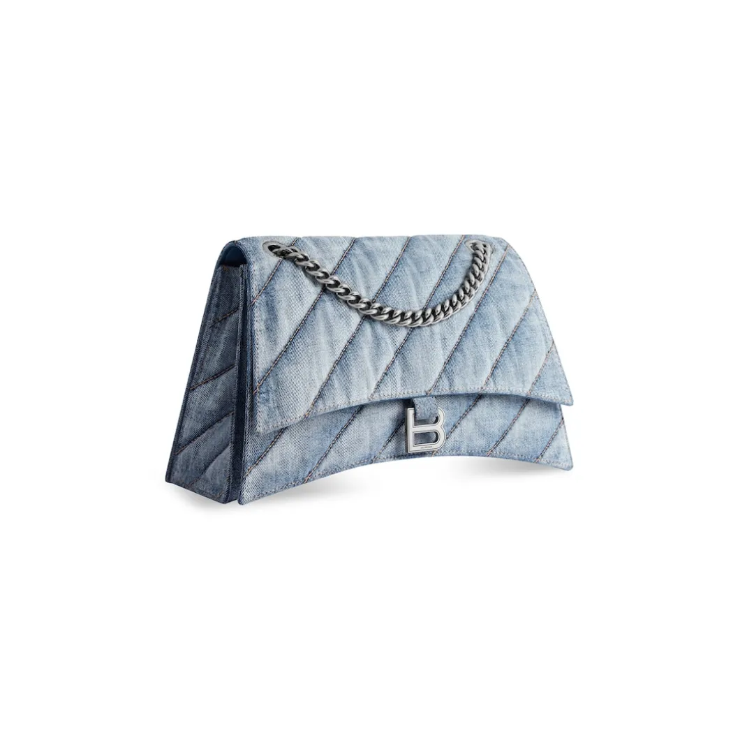 Women's Crush Medium Chain Bag Quilted Denim in Blue