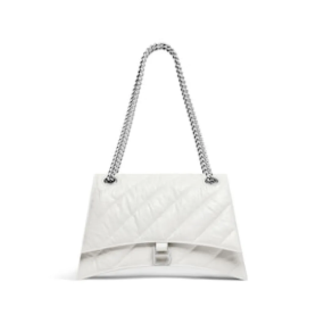 Women's Crush Medium Chain Bag Quilted in Optic White
