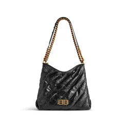 Women's Crush Medium Hobo Bag Quilted  in Black