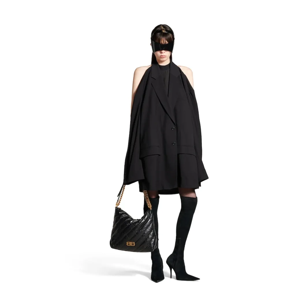 Women's Crush Medium Hobo Bag Quilted in Black