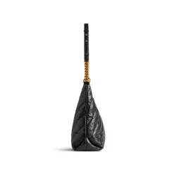 Women's Crush Medium Hobo Bag Quilted in Black