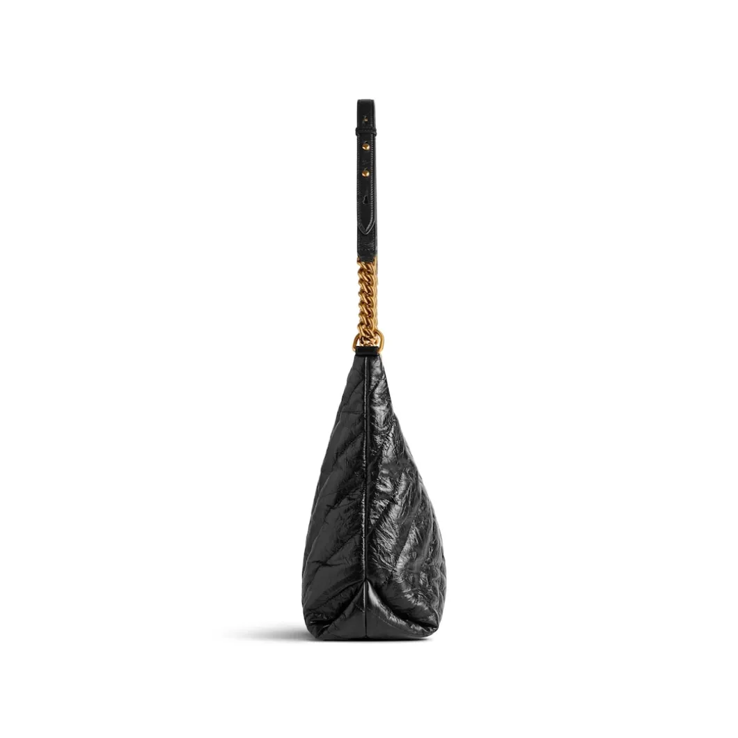 Women's Crush Medium Hobo Bag Quilted in Black
