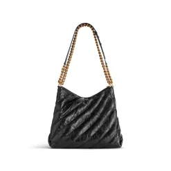 Women's Crush Medium Hobo Bag Quilted in Black