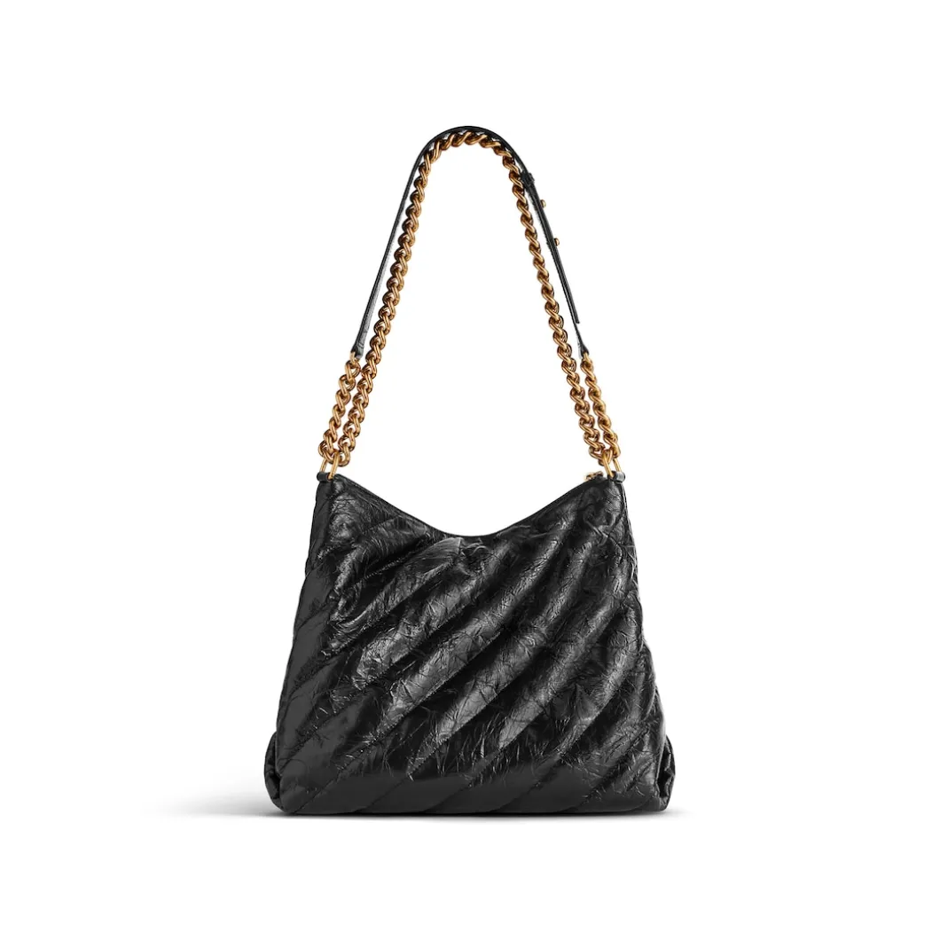 Women's Crush Medium Hobo Bag Quilted in Black