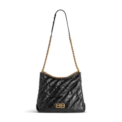 Women's Crush Medium Hobo Bag Quilted in Black