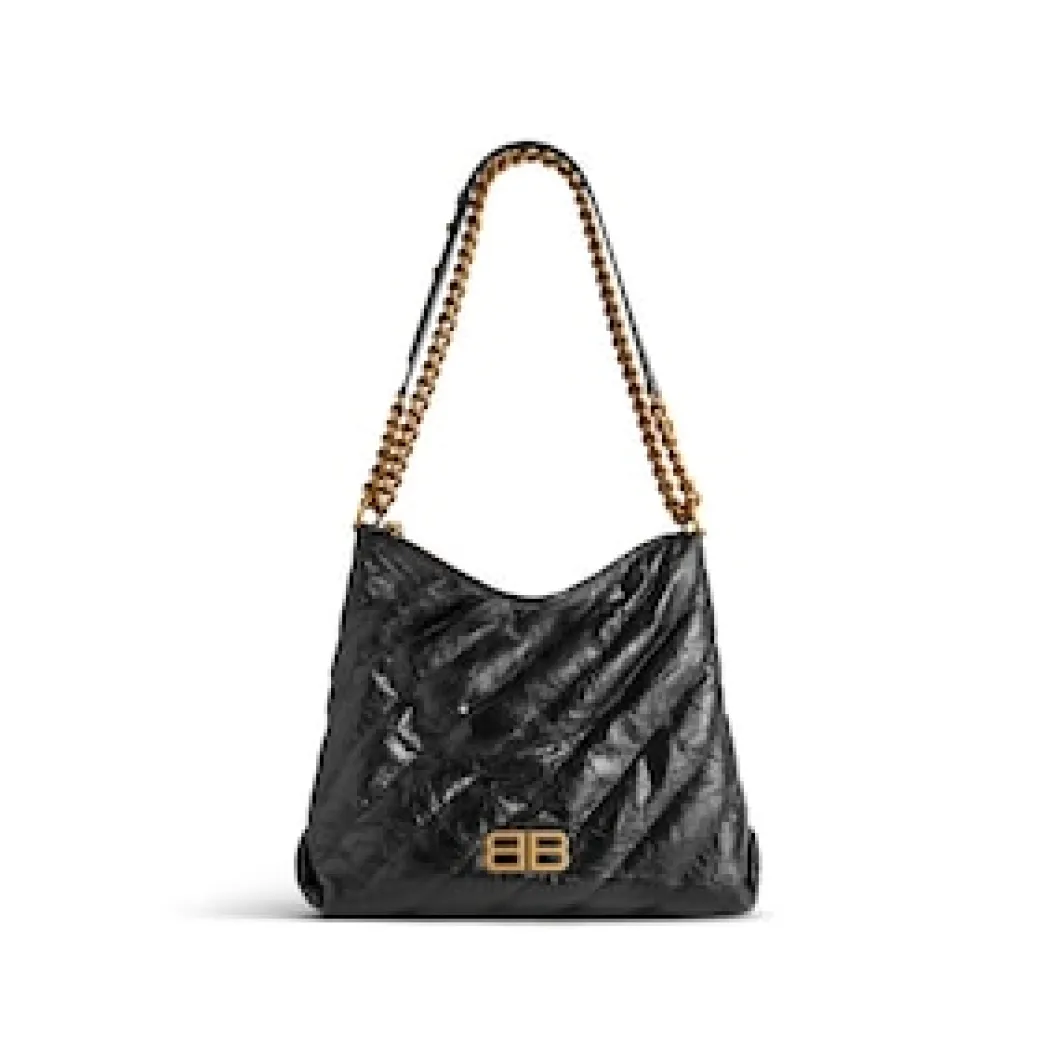 Women's Crush Medium Hobo Bag Quilted in Black