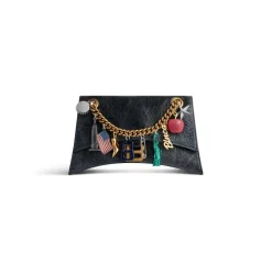 Women's Crush Small Chain Bag Dirty Effect With Ny Souvenirs Charms in Black
