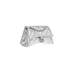 Women's Crush Small Chain Bag Metallized Quilted  in Silver
