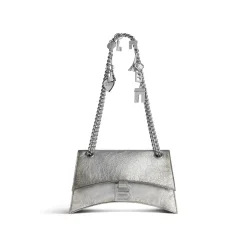 Women's Crush Small Chain Bag Dirty Effect With Souvenirs And Rhinestones in Silver
