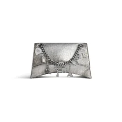 Women's Crush Small Chain Bag Dirty Effect With Souvenirs And Rhinestones in Silver