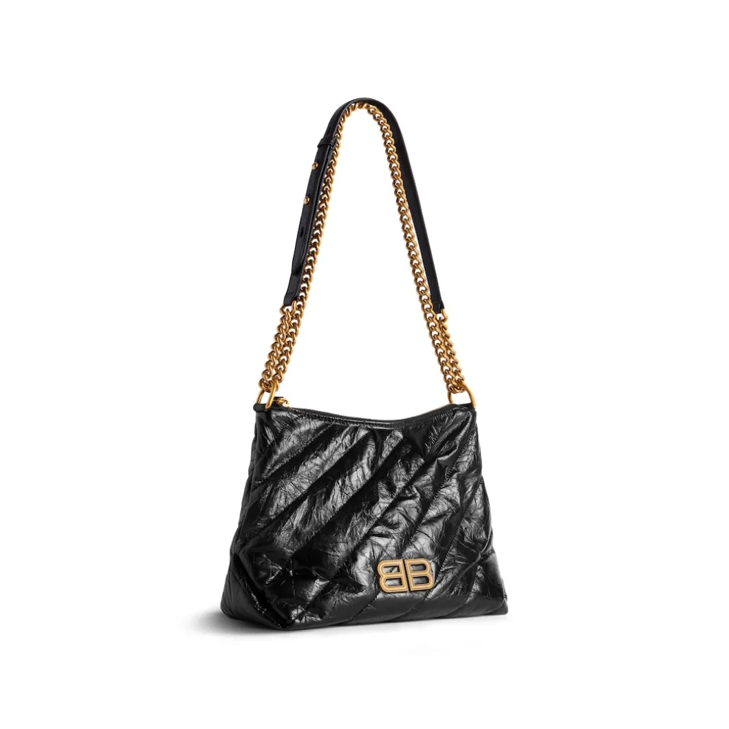 Women's Crush Small Hobo Bag Quilted in Black