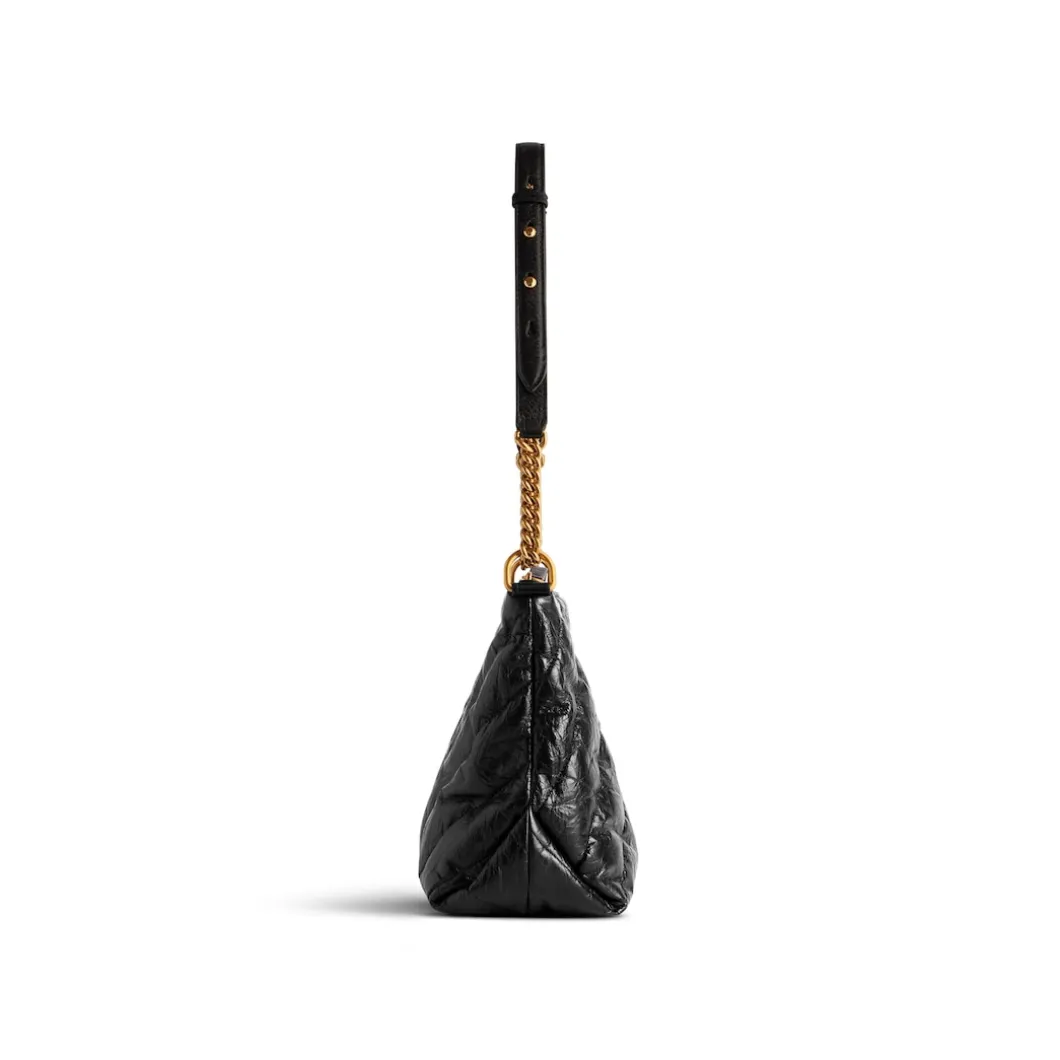Women's Crush Small Hobo Bag Quilted in Black