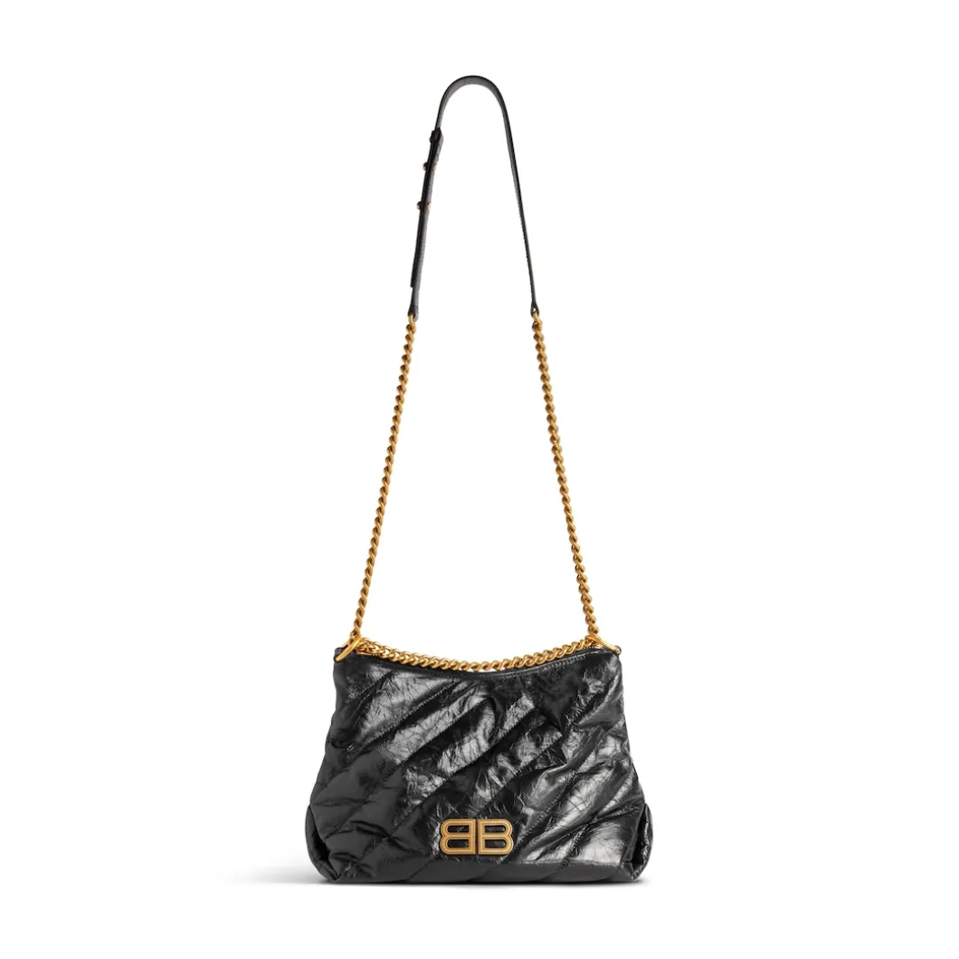 Women's Crush Small Hobo Bag Quilted in Black
