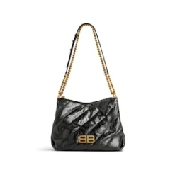 Women's Crush Small Hobo Bag Quilted in Black