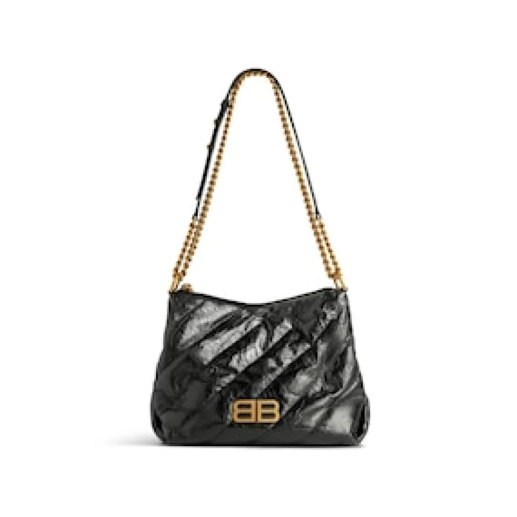 Women's Crush Small Hobo Bag Quilted in Black