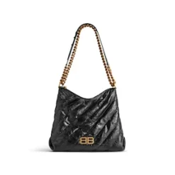 Women's Crush Small Hobo Bag Quilted in Black