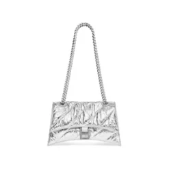 Women's Crush Xs Chain Bag Metallized Quilted in Silver