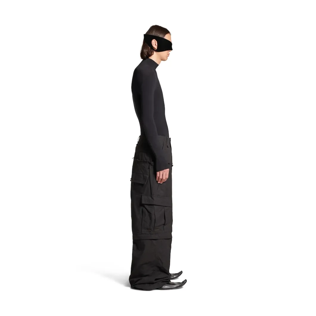 Women's Cut-up Cargo Pants in Black