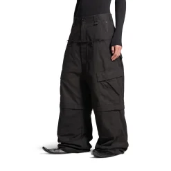 Women's Cut-up Cargo Pants in Black