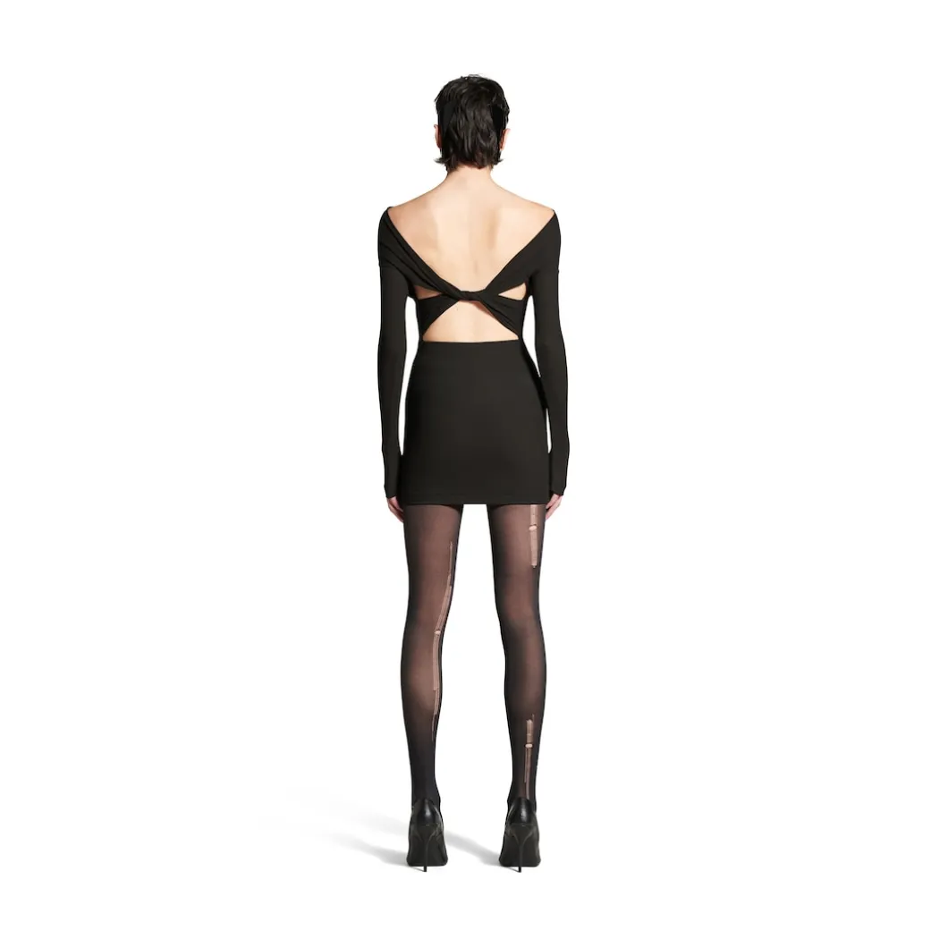 Women's Destroyed Tights in Black/beige