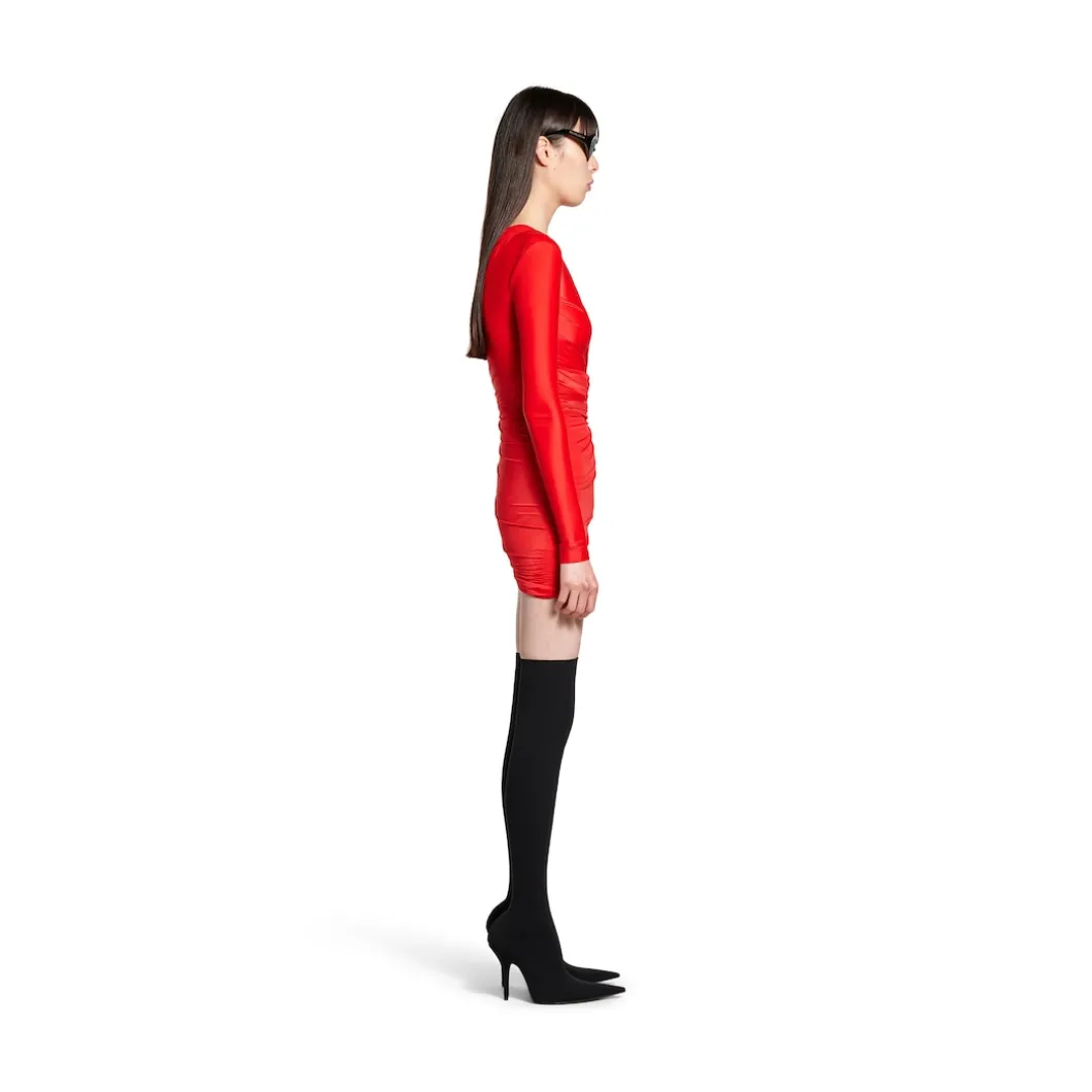 Women's Draped Dress in Red