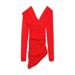 Women's Draped Dress in Red
