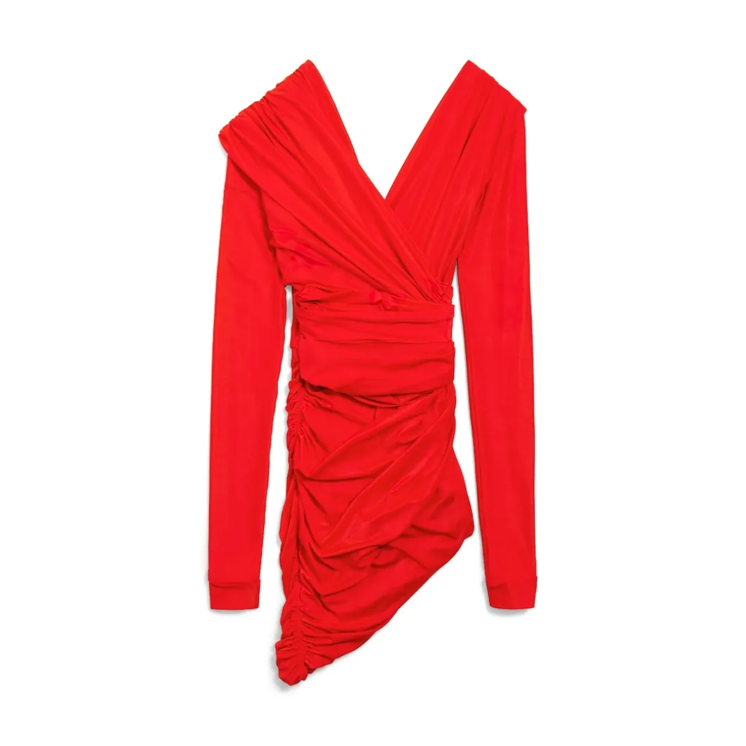 Women's Draped Dress in Red