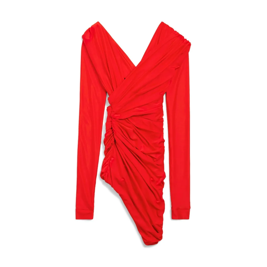 Women's Draped Dress in Red