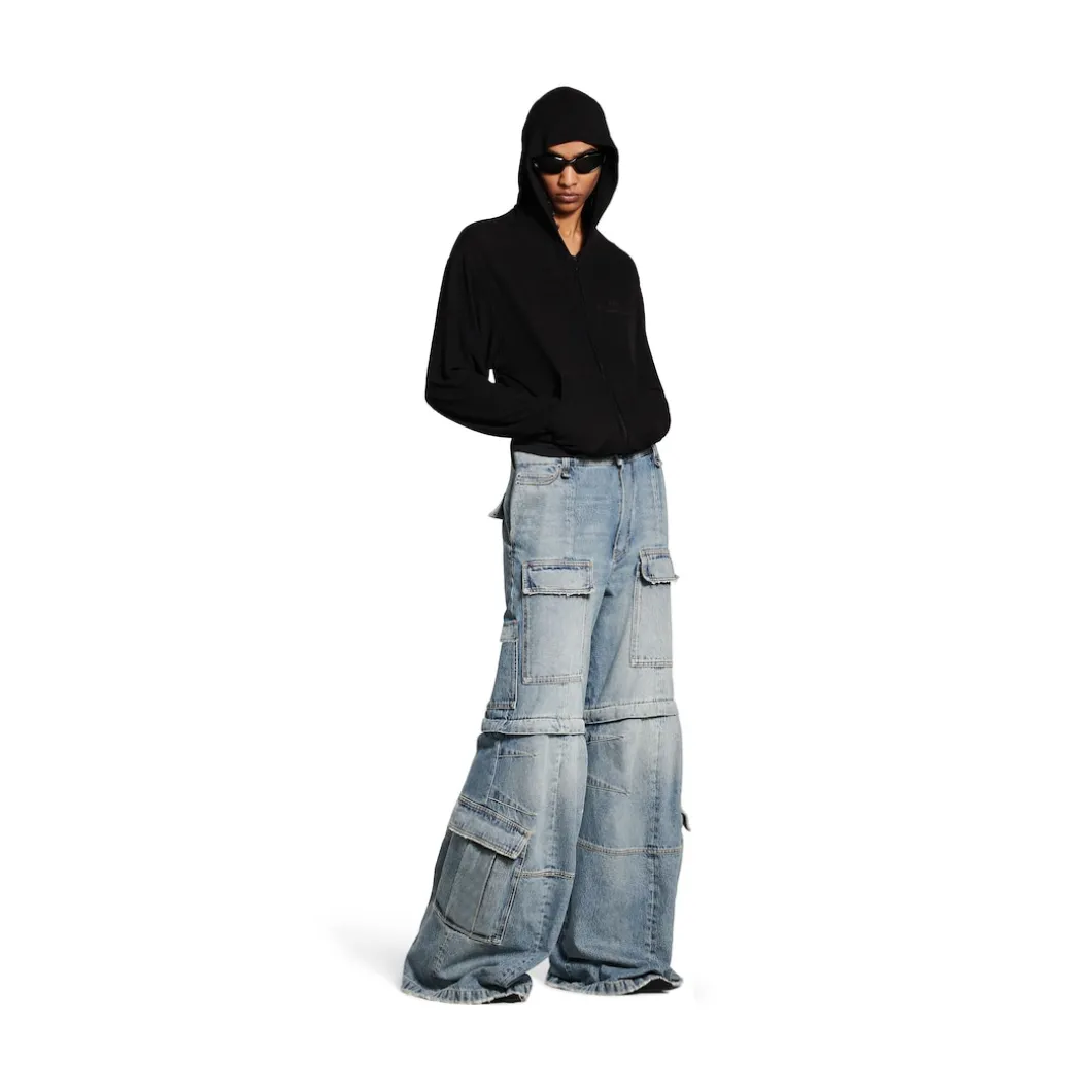 Women's Flared Cargo Pants in Blue